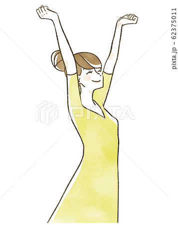 背伸びをする女性のイラスト素材