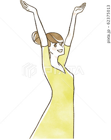 手を上げる女性のイラスト素材
