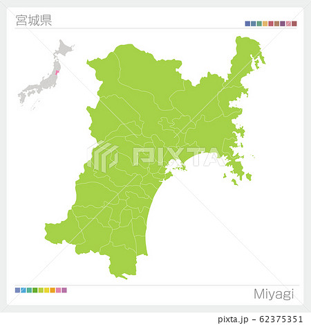 宮城県の地図・Miyagi（市町村・区分け） 62375351