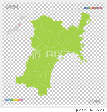 宮城県の地図・Miyagi（市町村・区分け） 62375351