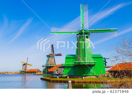 Windmills in Zaanse Schans, Netherlands 62375846