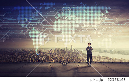 motivated businesswoman on the rooftop of motivated businesswoman on the rooftop of 62378163