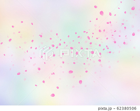 淡い色調の桜花びら散るイラストのイラスト素材
