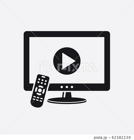 TV With Video Play Button Icon TV With Video Play Button Icon 62382239