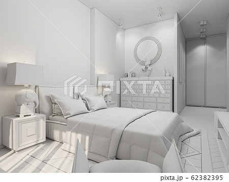 3D render interior design of a modern bedroom 62382395