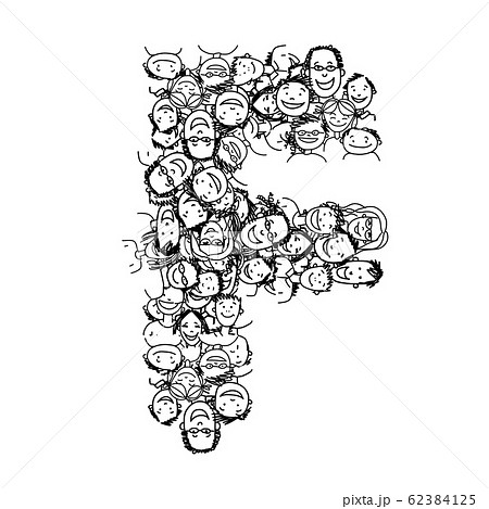 Letter F, people crowd, vector alphabet designのイラスト素材 [62384125] - PIXTA
