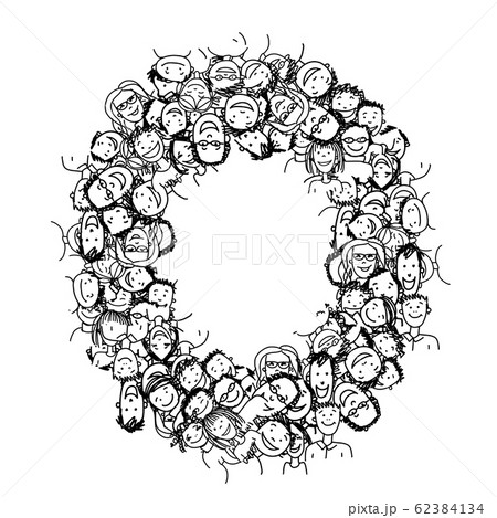 Letter O, people crowd, vector alphabet design Letter O, people crowd, vector alphabet design 62384134
