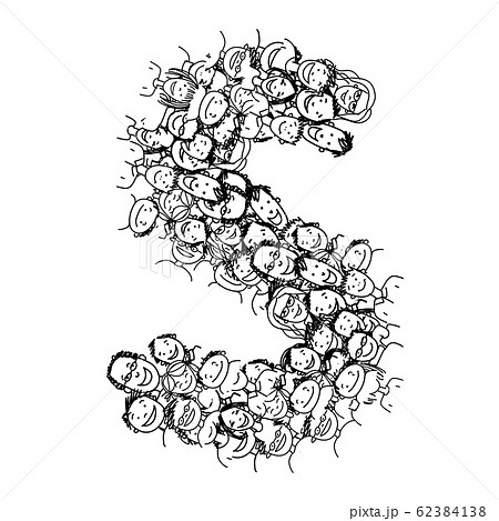 Letter S, people crowd, vector alphabet design Letter S, people crowd, vector alphabet design 62384138