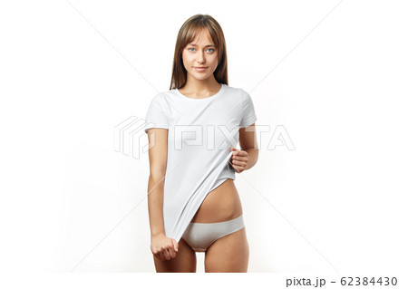 Young attractive woman with soft and smooth healthy skin after laser depilation Young attractive woman with soft and smooth healthy skin after laser depilation 62384430