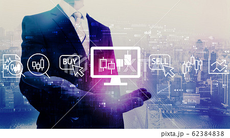 Stock trading theme with businessman Stock trading theme with businessman 62384838