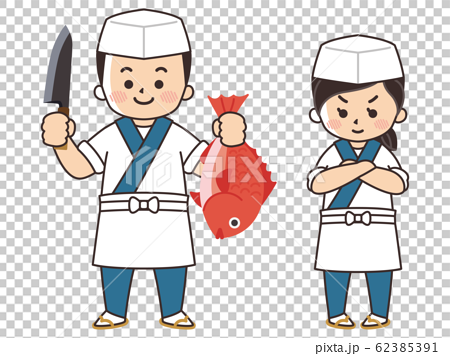 料理人の男女 板前 日本料理のイラスト素材