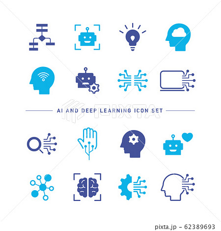 Ai And Deep Learning Icon Setのイラスト素材