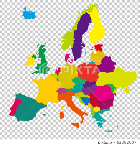 パーツごとに移動 編集可の世界地図 ヨーロッパ カラフルのイラスト素材