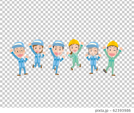 Factory work clothes workers workers work jump Factory work clothes workers workers work jump 62393986