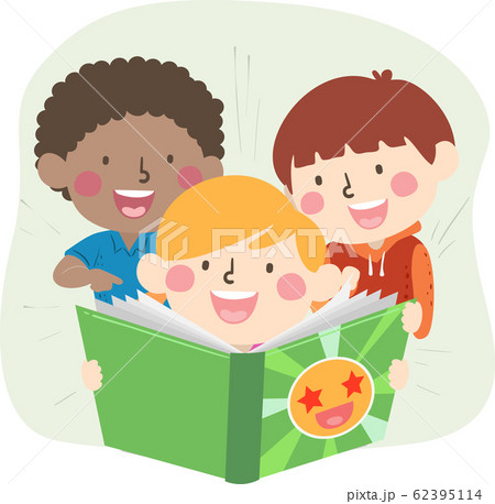 Kids Read Exciting Book Illustration 62395114