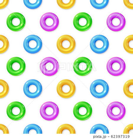 Seamless pattern with flat colored lifebuoys 62397319