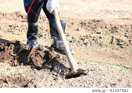 鍬で耕す 62397982