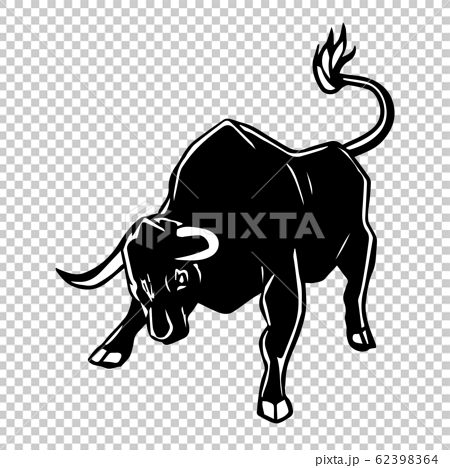 闘牛 黒牛 威嚇するウシのイラストのイラスト素材 62398364 Pixta