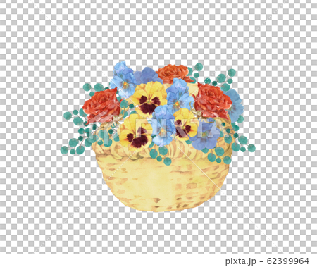 玫瑰和三色堇花籃 62399964