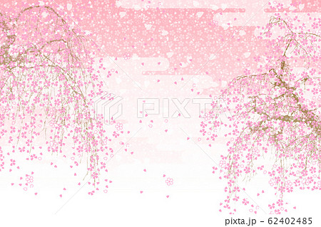 満開のしだれ桜のイラスト素材