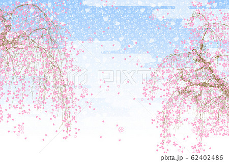 満開のしだれ桜のイラスト素材 満開のしだれ桜のイラスト素材