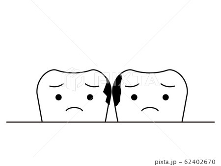 歯 汚れた歯間 キャラクターのイラスト素材