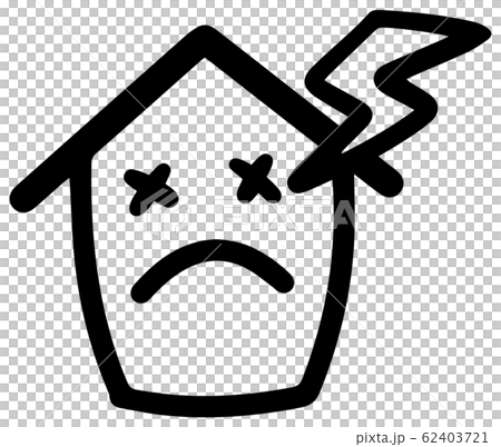 シンプルな家のアイコン 落雷 のイラスト素材