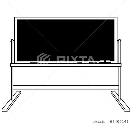 足付き黒板 黒板消し チョーク イラストタッチ のイラスト素材