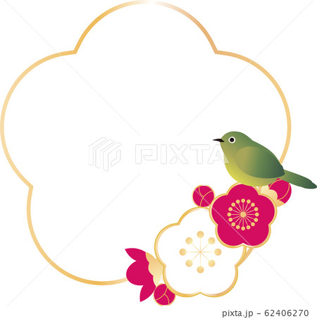 うぐいす メジロ 鳥 春 うめ 花 フレーム コピースペース うぐいす メジロ 鳥 春 うめ 花 フレーム コピースペース 62406270
