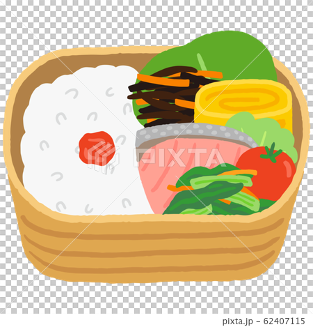 曲げわっぱのお弁当 和食のイラスト素材