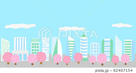 桜の木と高層ビル群 街並み 桜の木と高層ビル群 街並み 62407154