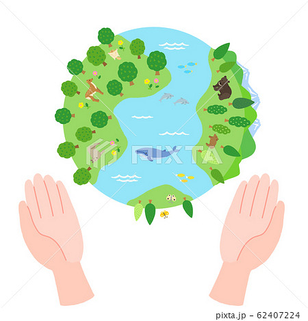 地球を掲げる手 エコ 自然のイラスト素材