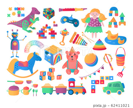 Kids and children toys icon collection cartoon vector illustration. Kids and children toys icon collection cartoon vector illustration. 62411021