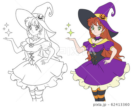 Pretty young witch. Announce Halloween Party. Hand 62413360