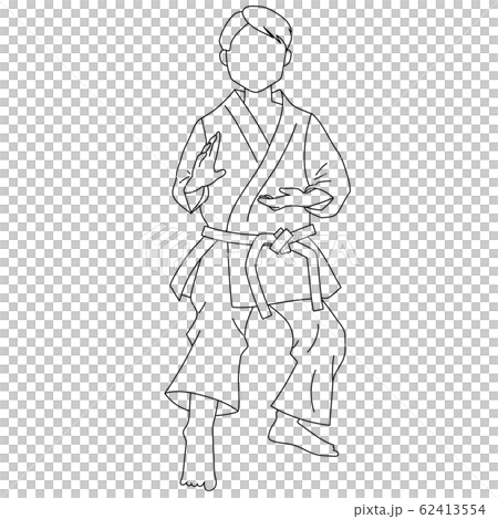 一個人在做空手道（形狀）（線條畫）的插圖 62413554