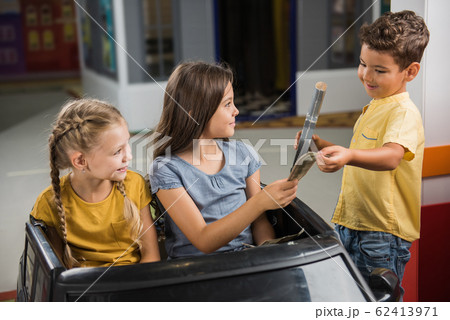 Petrol station in entertainment center for kids. Petrol station in entertainment center for kids. 62413971