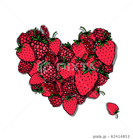 Berries heart, sketch for your design Berries heart, sketch for your design 62414853
