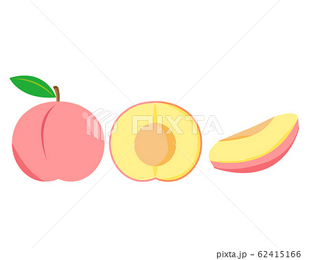 桃 白桃 フルーツ 果物のイラスト素材
