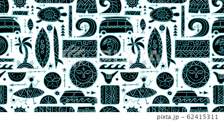 Surfing seamless pattern. Tribal elements for your 62415311