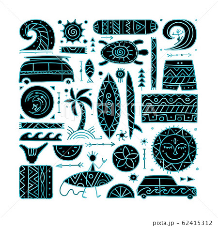 Surfing Background Tribal Elements For Yourのイラスト素材