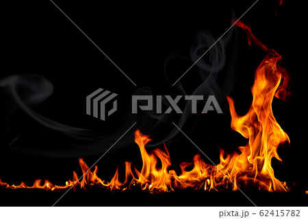 On fire flames at the black background 62415782