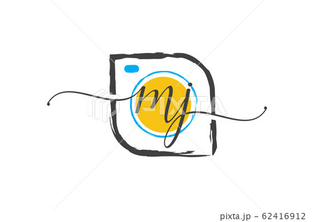 M J Initial Handwriting Logo Design With A のイラスト素材