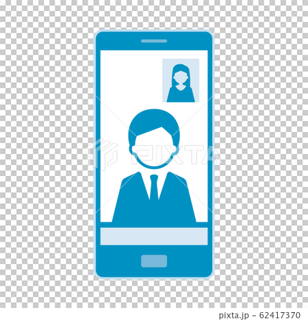 Web會議智能手機圖獨自藍色 Web會議智能手機圖獨自藍色 62417370