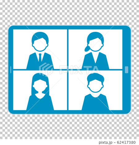 ウェブミーティング　タブレット　イラスト　単体　青 62417380