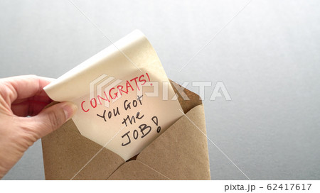 Congrats you got the job message in an envelope. 62417617