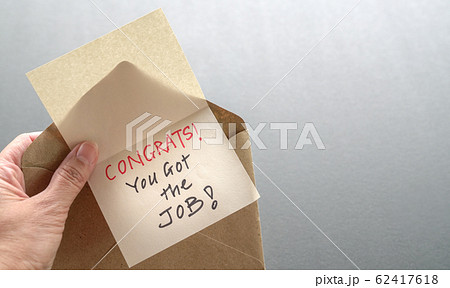 Congrats you got the job message in an envelope. Congrats you got the job message in an envelope. 62417618