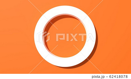 白フレーム 丸枠 オレンジ色 コピースペースのイラスト素材