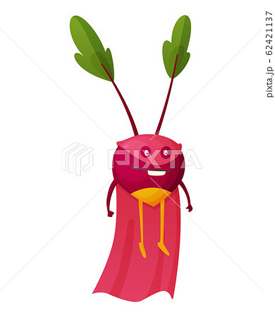 Vector fruit cartoon character of superhero expression. Funny personage of chery in mask. Vegetarian diet. Isolated on white background Vector fruit cartoon character of superhero expression. Funny personage of chery in mask. Vegetarian diet. Isolated on white background 62421137