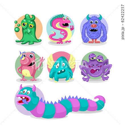 Cartoon Color Kids Toy Monster Icon Set. Vector Cartoon Color Kids Toy Monster Icon Set. Vector 62422257