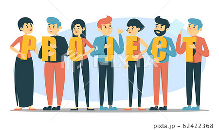 People holding letters of the word project vector 62422368